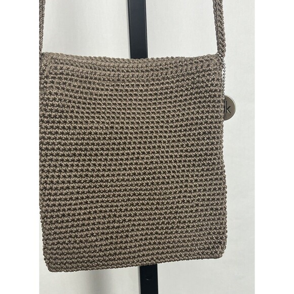 The Sak Bag Crossbody Crochet Purse Zip Close Pocket Logo Charm Brown Boho Hippy - Picture 4 of 8